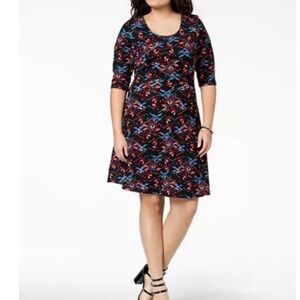 Fox + Royal Women’s A-line Aztec Dress Plus Size 3X Scoop Neckline Printed